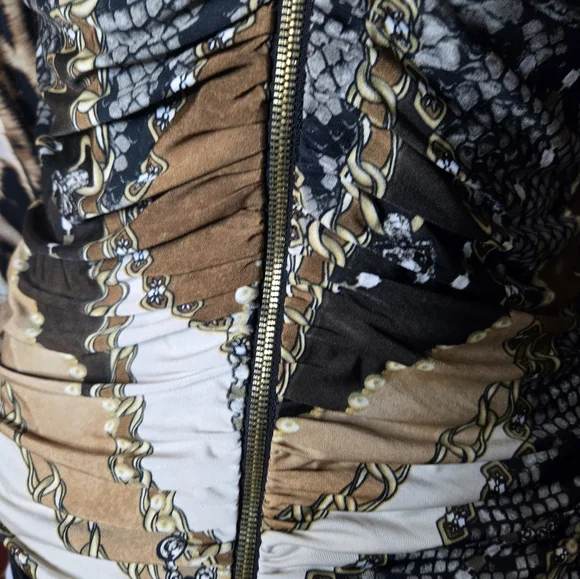 JOSEPH RIBKOFF MIXED PRINT HOODIE ZIP TOP SZ 8 - Picture 4 of 8